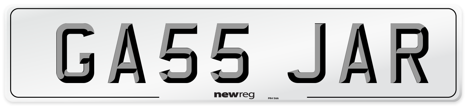 GA55 JAR Number Plate from New Reg